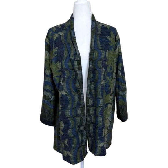John Mark Womens Open Front Cardigan Art to Wear Blue Green Size M - Picture 1 of 7